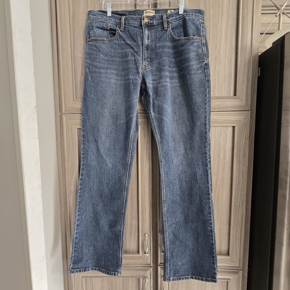 Redhead Mens Jeans 36x36 Straight Leg Medium Wash Compy